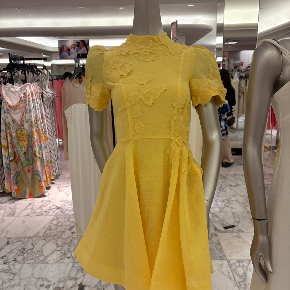Elegant Yellow Floral Dress